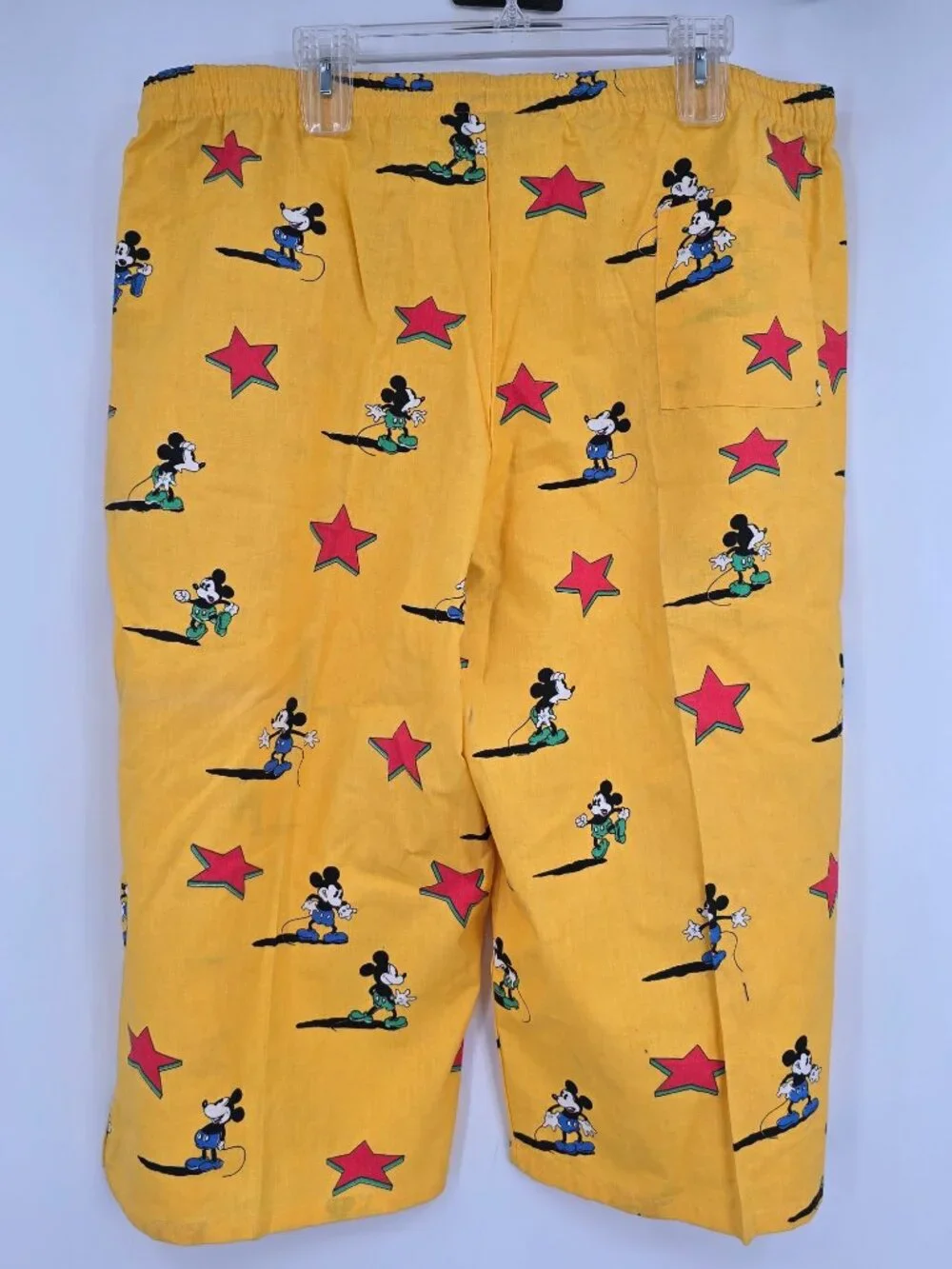 Vintage Disney Mickey & Co Large Yellow Red Star Print Drawstring Shorts